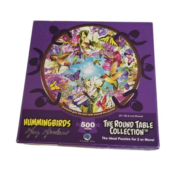 A Broader View Hummingbirds 500-Piece Round Table Puzzle - Picture 1 of 4